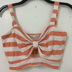 Peach & White Stripe Crop Top